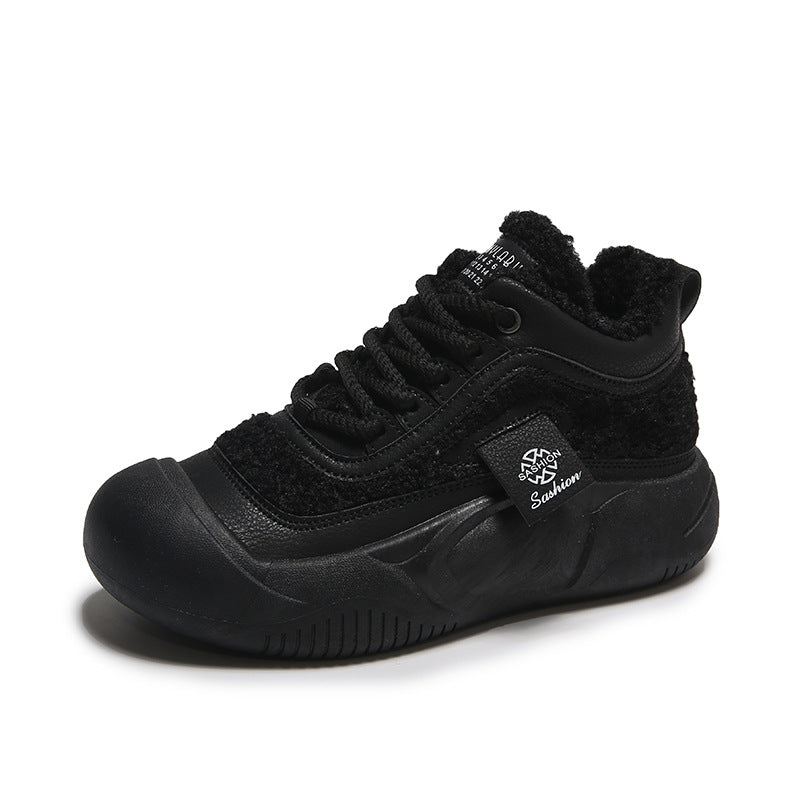 Fleece-lined Female Warm All-matching Casual Sports Skate Shoes