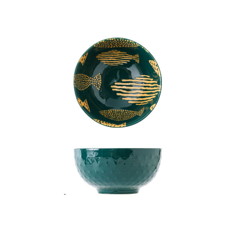Japanese Relief Hand-painted Underglaze Ceramic Tableware