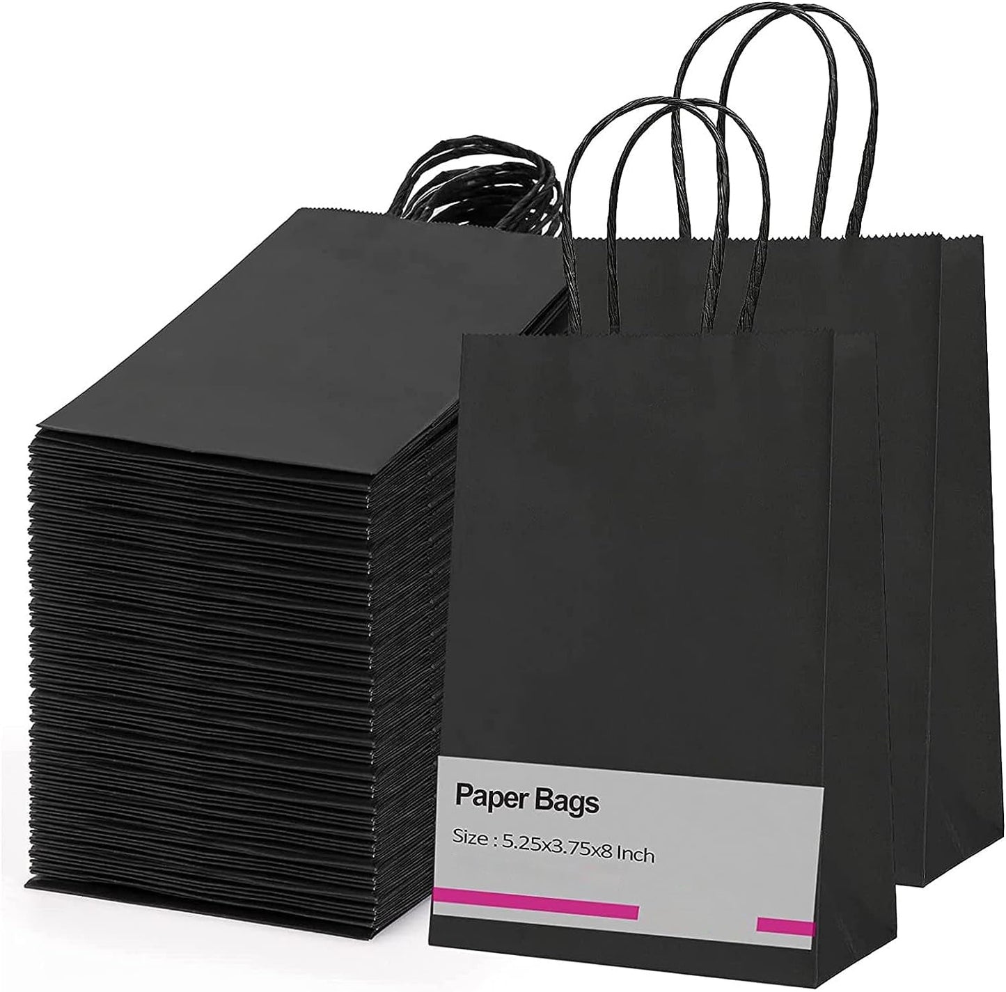 5.25x3.75x8 Inch Kraft Paper Gift Bags | 200 Pack Wholesale