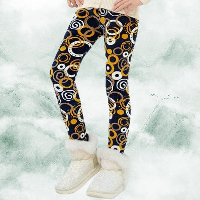Childrens Printed Slim-fit Warm Pants Long Outerwear Trousers For Older Kids