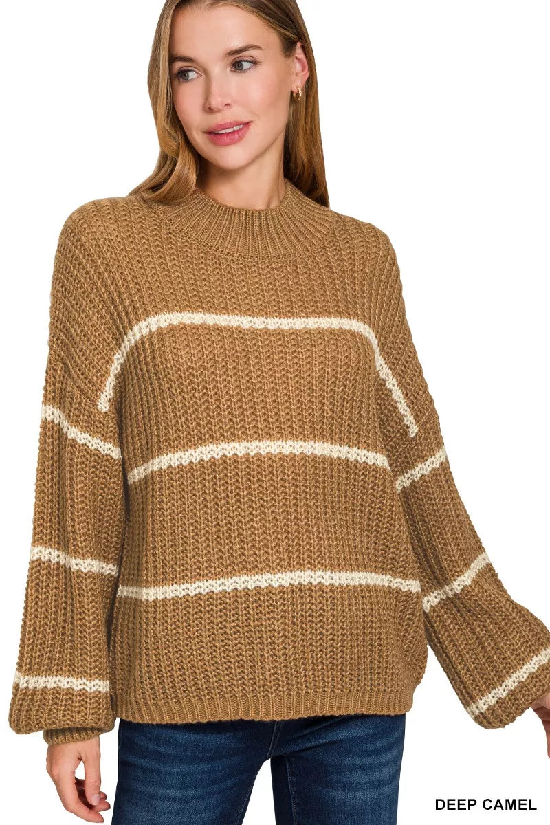 Zenana Oversize Striped Sweater
