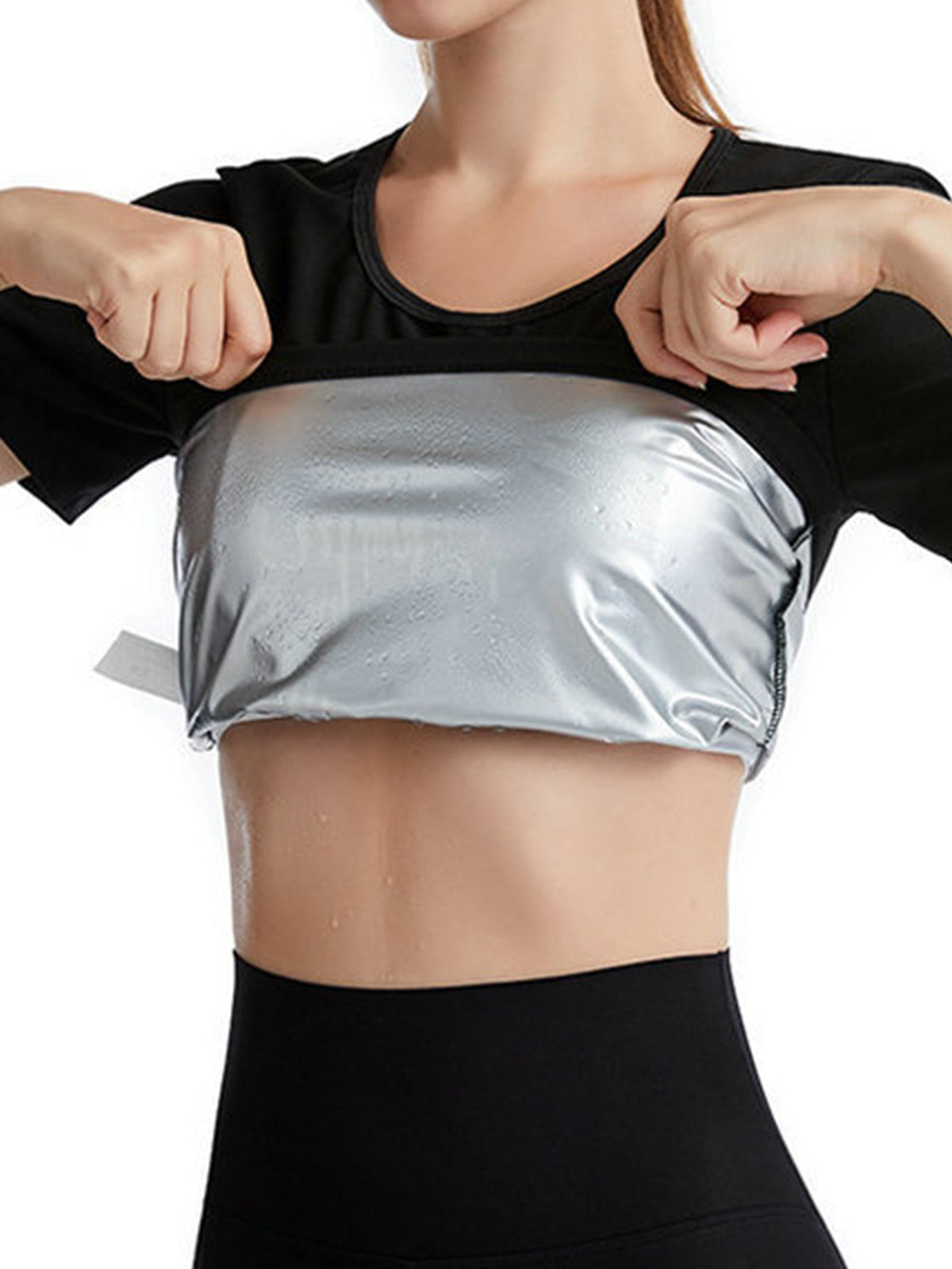 Sauna Shirt For Women Sweat Suit Short Sleeve Sauna Shirt Women Sauna Sweat Shirt Athletic Tee Sauna Top Compression Waist Trainer Compression T-Shirt Sauna Vest For Women
