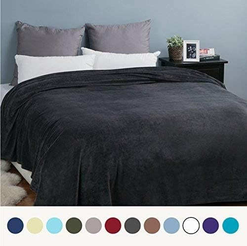 Bedsure GentleSoft Fleece Throw Blanket Dark Grey
