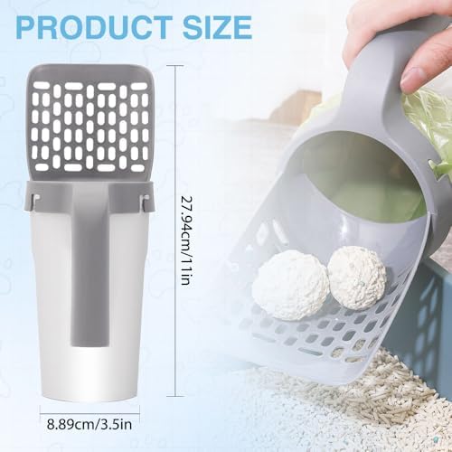 HISKI Cat Litter Scooper with Trash Container, Portable Litter Scoop Holder