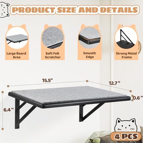 Cat Wall Shelves Set of 4, Purrfect Cat Furniture Set