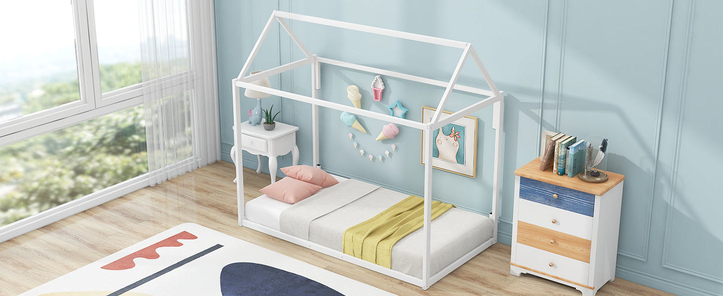 Metal House Shape Platform Bed twin