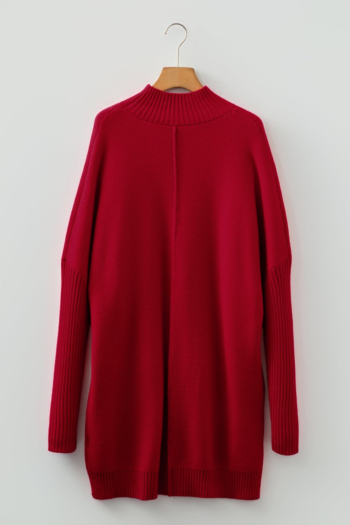 Solid Ribbed Mock Neck Sweater Dress
