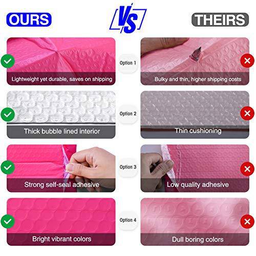 4x8 Bubble Mailer Padded Envelope #000 | Usable Size 4x7" | Hot Pink