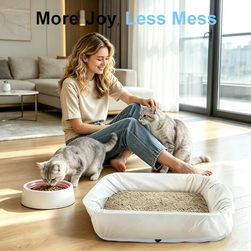 Drawstring Cat Litter Box Liners, 2 Mil Thick Claw Resistant Cat Pan Liner)
