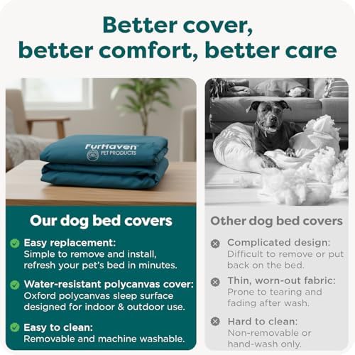 Furhaven Replacement Dog Bed Cover Water-Resistant Indoor/Outdoor Logo Print