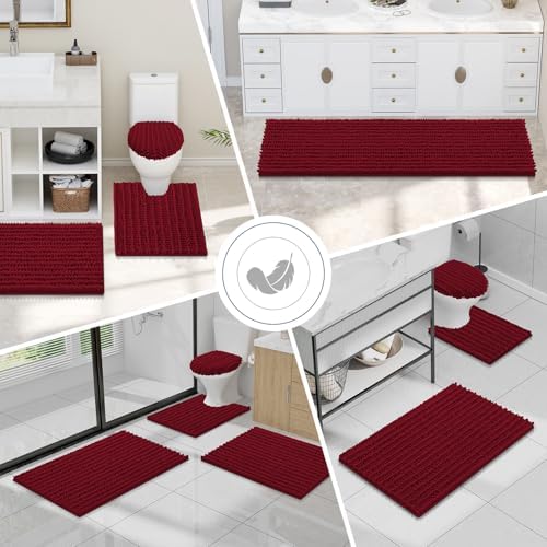 Smiry Bathroom Toilet Rugs U Shaped 24X20, Chenille Bath mats