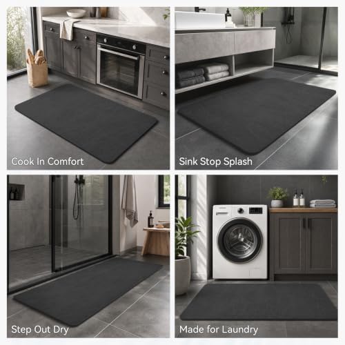 MontVoo -Bath Mat Rug-Rubber Backing Non Slip Quick Dry Absorbent Thin Bathroom