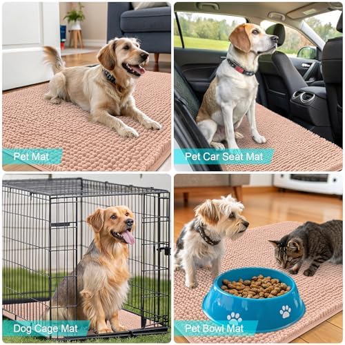 OLANLY Dog Door Mat for Muddy Paws 44x32, Super Absorbent Chenille Mud Mat