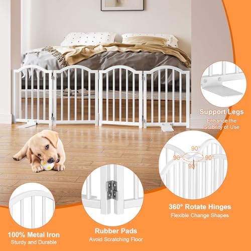 Snughome Short Dog Gate Indoor, Expands Up to 48’’ Wide Foldable Pet Gate