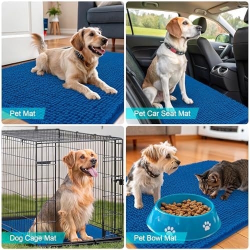 OLANLY Dog Door Mat for Muddy Paws 59x35, Super Absorbent Chenille Mud Mat