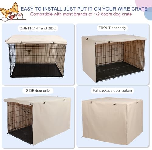 Deblue Dog Crate Cover, Durable Polyester Indoor Pet Kennel Cover