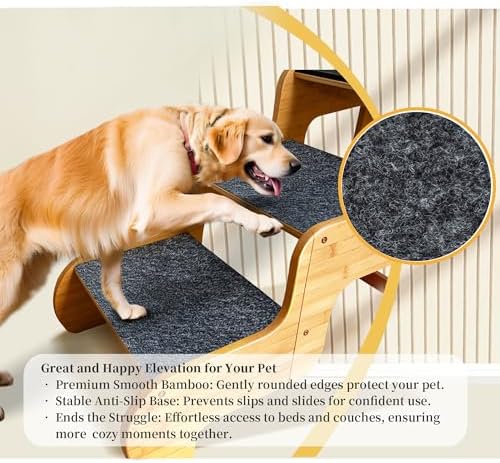 Extra Wide Dog Stairs for Large Dogs, Supports Up to 160 LB