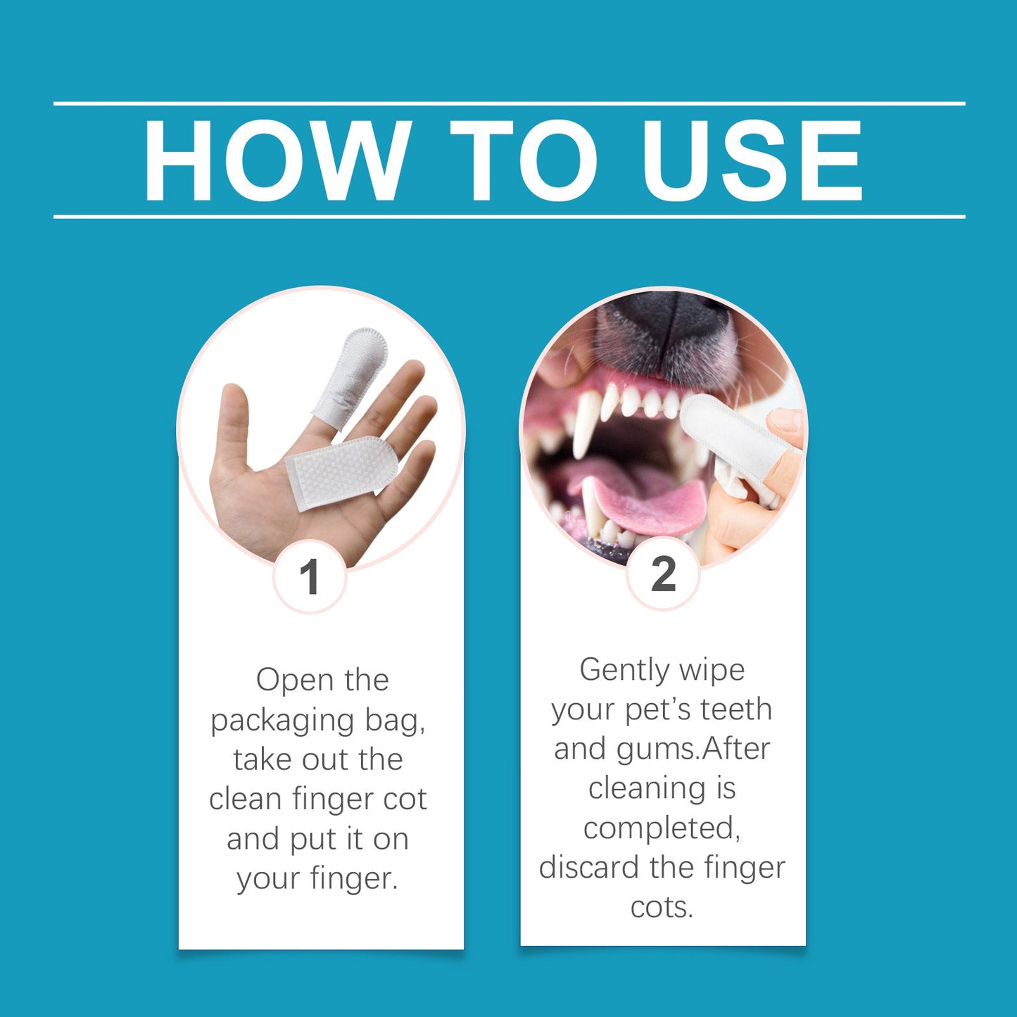 Cat And Dog Tooth Wipes, Pet Tooth Cleaning Tartar Clean Repair Fresh Care Fingercover