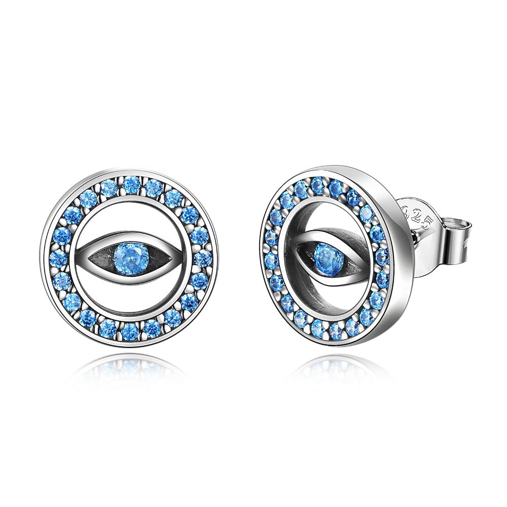 Evil Eye Earrings Sterling Silver Heart Dangle Earrings Cubic Zirconia Evil Eye Jewelry Gifts for Women Wife