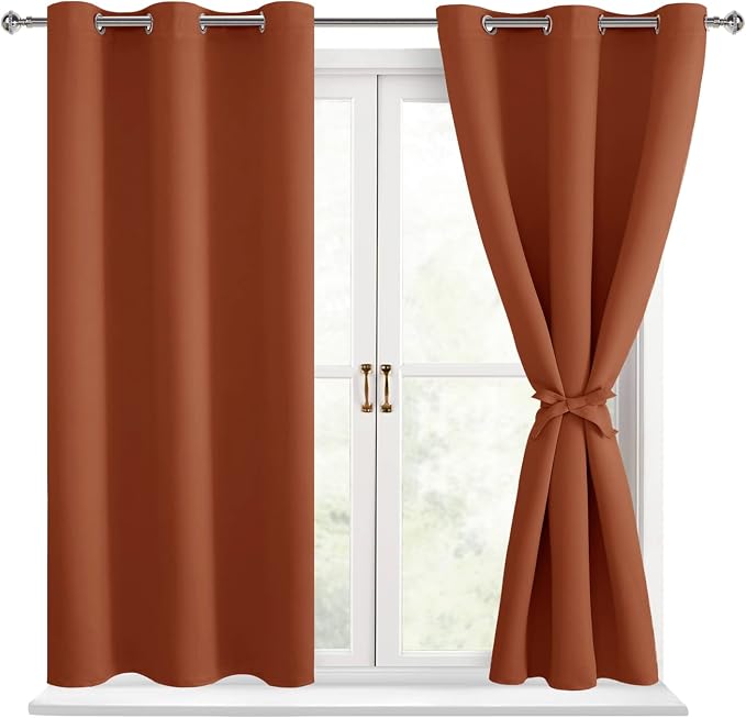 Blackout Curtains for Bedroom, Burnt Ochre, 38 x 54 Inch, 2 Panels | Thermal