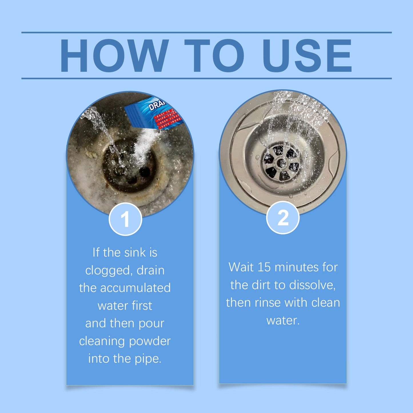 Pipe Dredging Cleaning Powder Clean Dissolves Drain Pipe Powder Oil, Clogs And Deodorizes