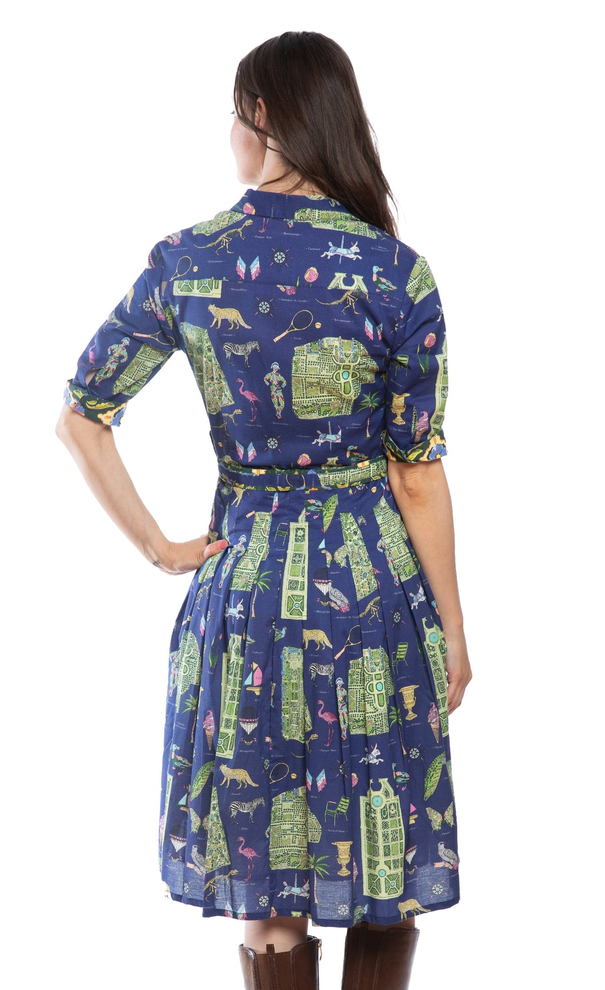 Mrs Maisel Dress Navy Ground with Paris Maps