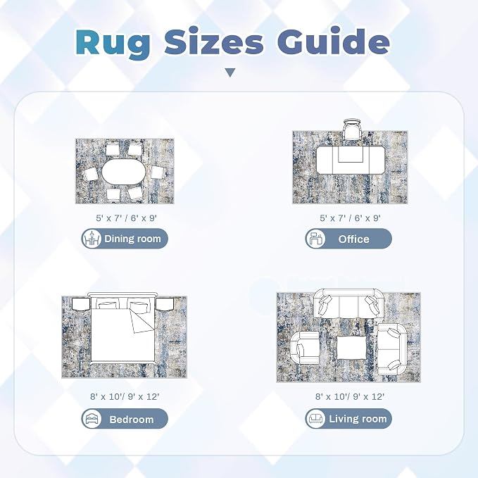 pmtsns Area Rugs 6x9 for Living Room: Washable Rug Modern Abstract Neutral Soft
