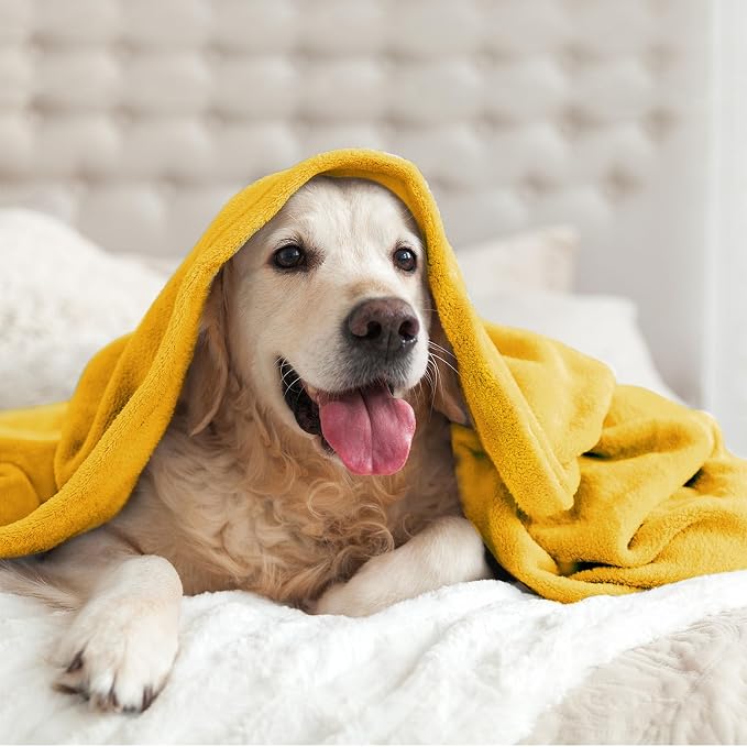 BEDELITE Fleece Blanket Soft Plush King Size Bed Blanket Yellow 108"x90" |