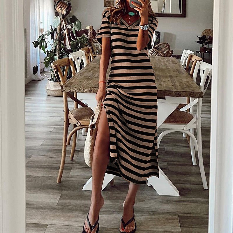 Women's Plus Size Printed Slit Loose Hem Dress