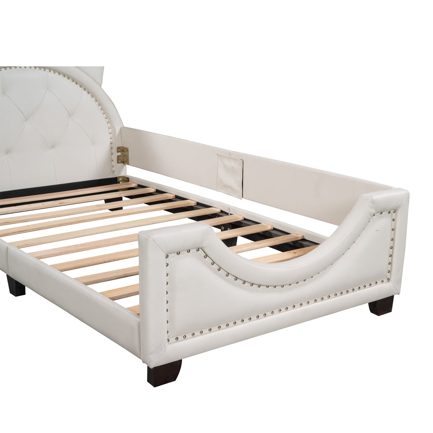 Twin Size Upholstered Daybed with Carton Ears Shaped Headboard White
