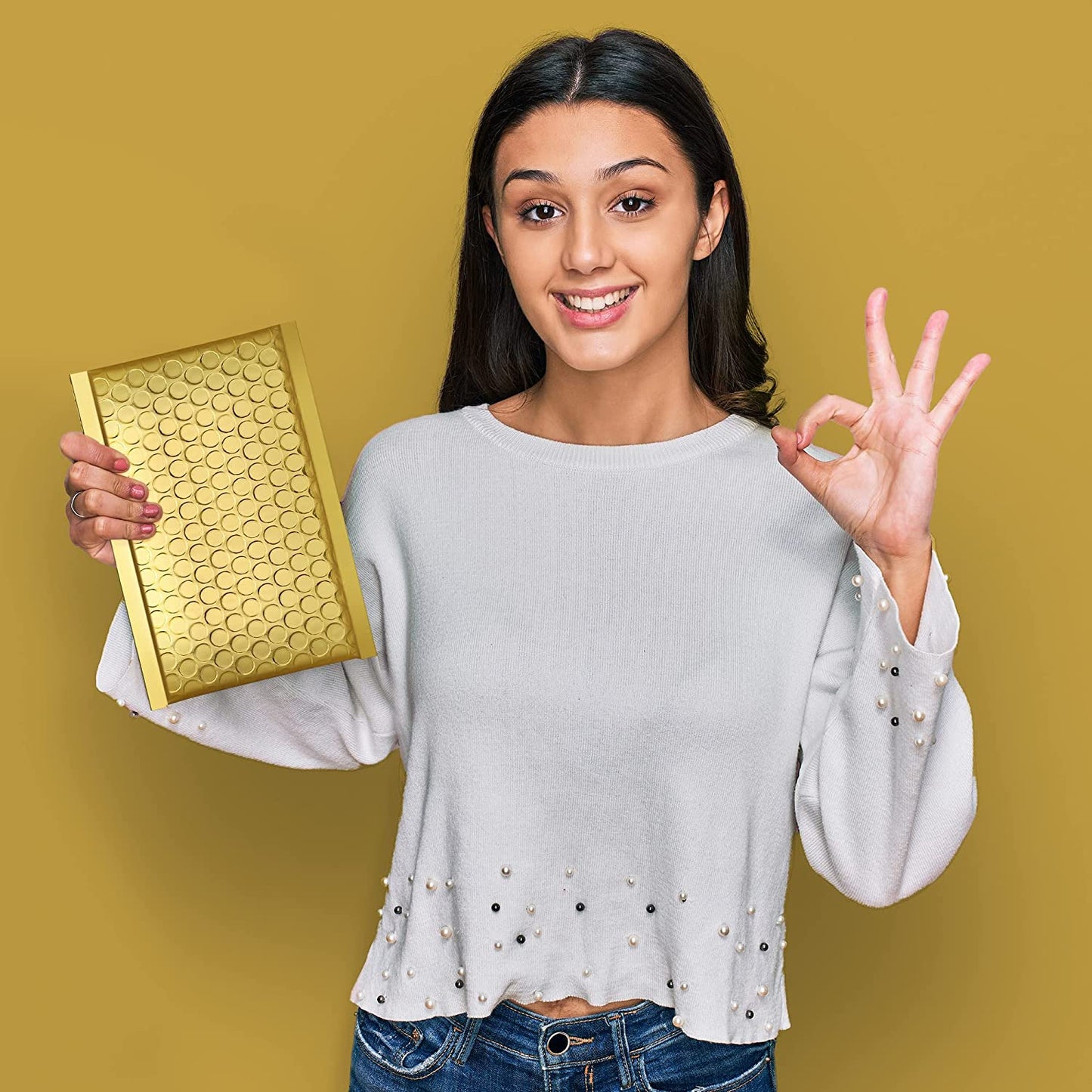 4x8 Bubble Mailer Padded Envelope #000 | Usable Size 4x7" | Gold