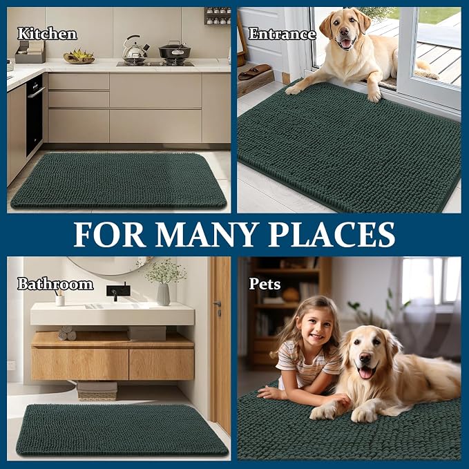 OLANLY Dog Door Mat for Muddy Paws 59x20, Super Absorbent Chenille Mud Mat |