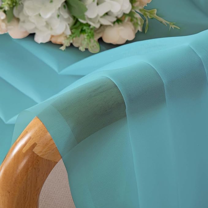 Chyhomenyc Sheer Curtains 54 Inch Long 2 Panels Set, Light Filtering Short Soft
