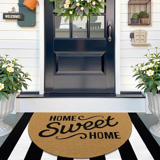 OLANLY Half Circle Front Door Mat, Low Profile Doormat, Stain and Fade Resistant
