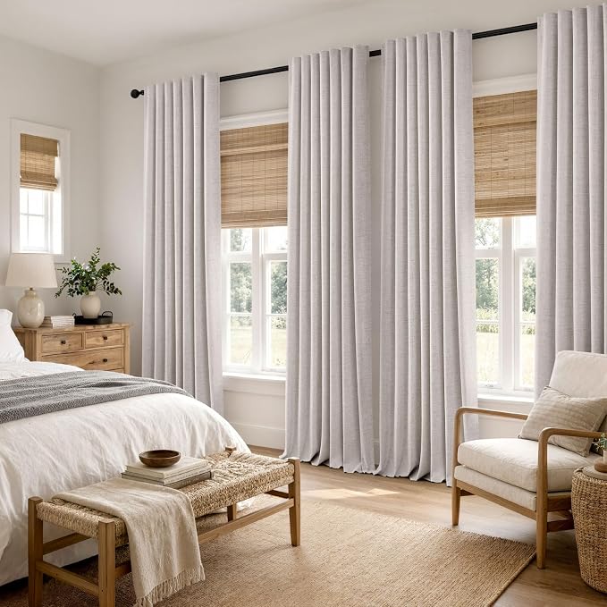 MIULEE 100% Blackout Linen Curtains
