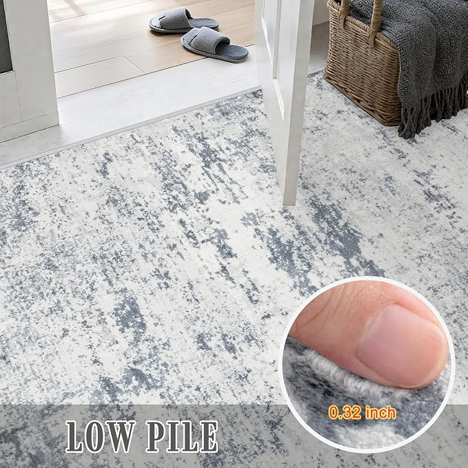 Round Area Rug Living Room: 4 ft Modern Washable Indoor Carpet |