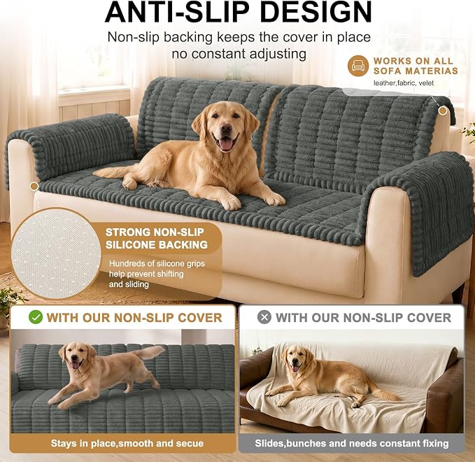 Smiry Couch Cover for Dogs, Non Slip Washable Sofa Protector for Pets | Soft