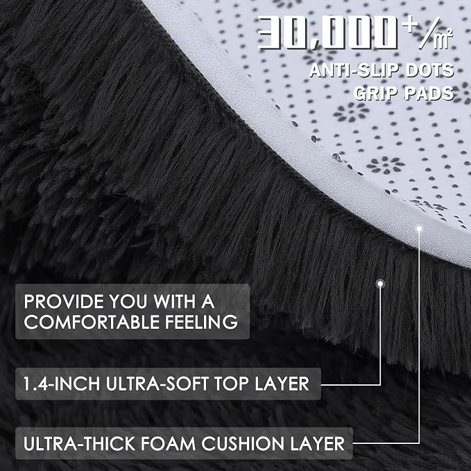 OLANLY 5x5 Area Rugs for Living Room Bedroom, Machine Washable Soft Fluffy
