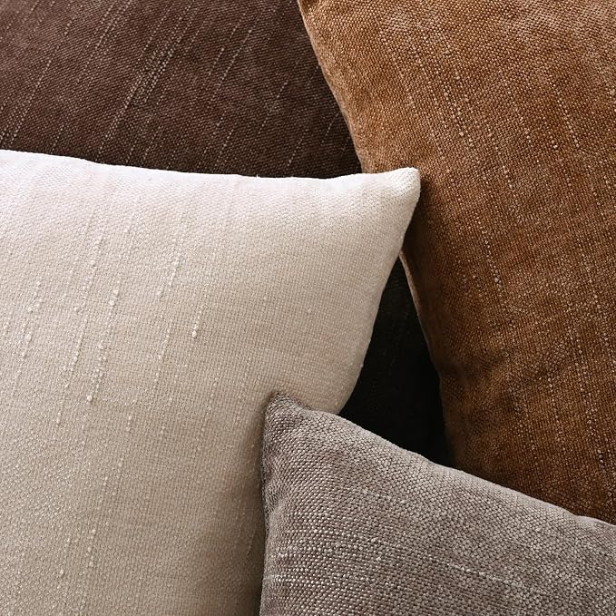 Set of 4 Soft Textured Decorative Throw Pillow Covers 20x20 Inch Cozy Farmhouse