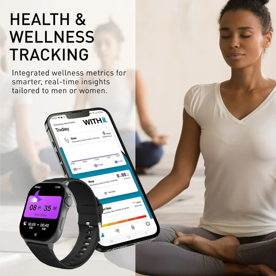 WITHit Giga Smartwatch with AMOLED 2.04" (42-9002GYBKW) Black (NEW)