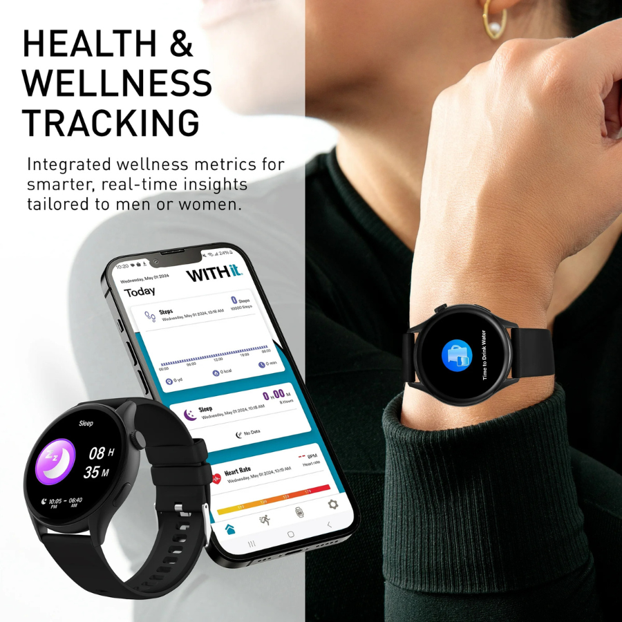 WITHit Deca Smartwatch (42-9000BKBKW) AMOLED 1.43" Black (NEW)