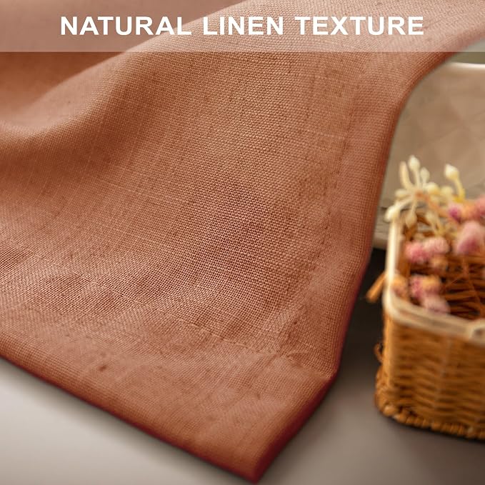 Pitalk Boho Curtains for Bedroom 2 Panels Rust Terracotta Colored Rod Pocket
