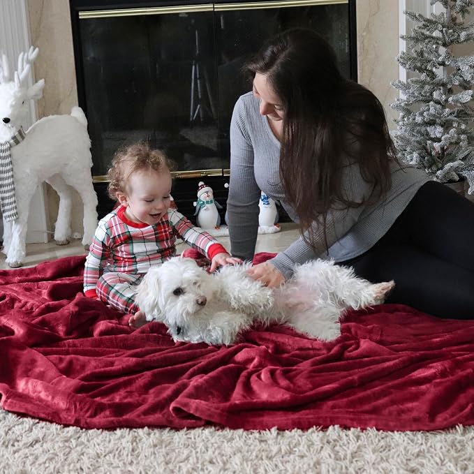 Bedsure GentleSoft Fleece Throw Blanket Red