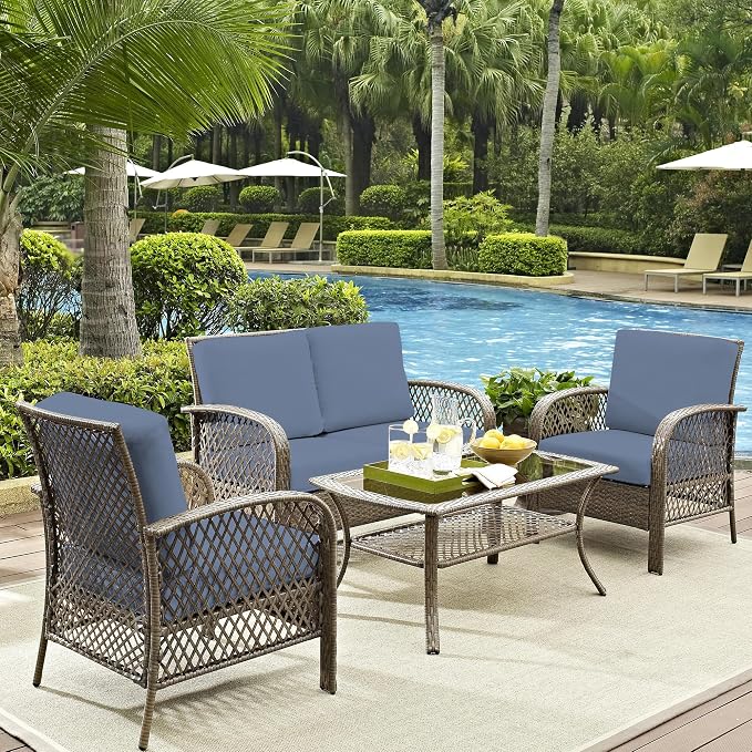8Pcs Outdoor Cushion Covers, Elastic Patio Cushion Covers | Washable,