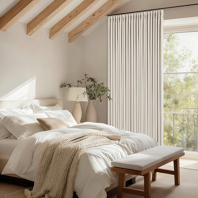 Natural Pinch Pleated Blackout 102 Inch Curtains 70 Inch Wide Dual Layer | 100%