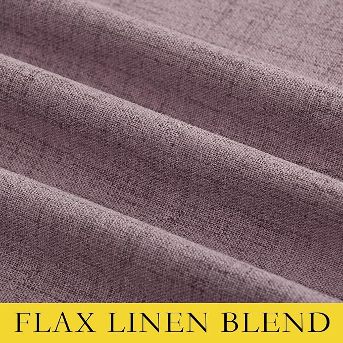 NICETOWN Chaise Mauve Vintage Linen 100% Blackout Curtains