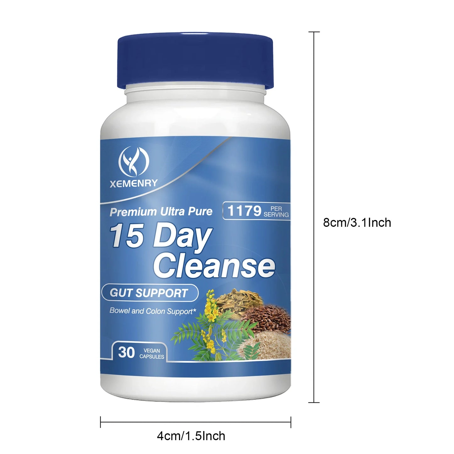 15-Day Cleanse and Detox - Supports Gut Health, Improves Digestion, Metabolism and Promotes Weight Management - 30 Capsules