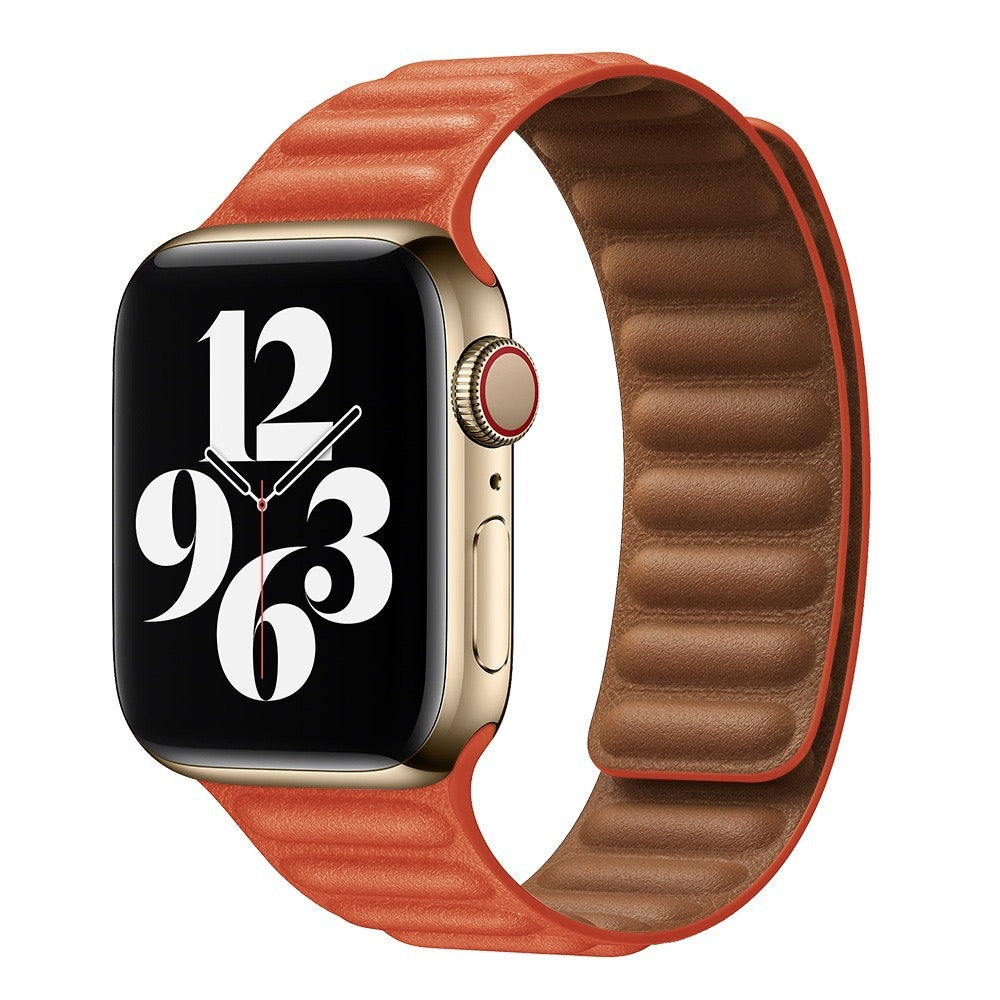 Suitable For iwatch8 Watchband S7 SE 6/5/43 Magnetic Suction New Leather Loopback Chain Apple Watch Wristband