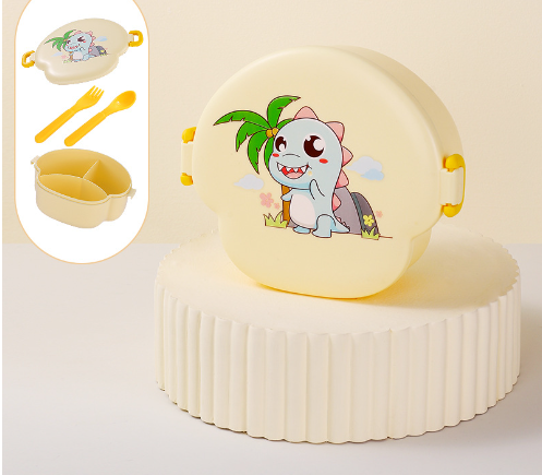 Cartoon cute microwaveable portable lunch box with buckle compartments