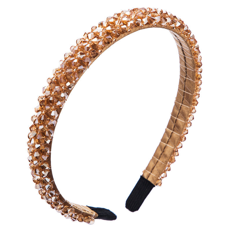 Korean Style Thin Edge Crystal Headband Women's Fashion Super Flash Headband Party Press Hair Accessories